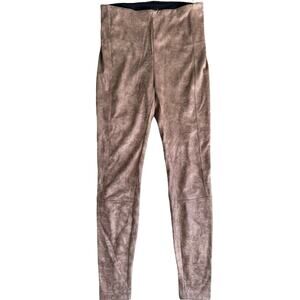 Lysse Buffed Faux Suede Leggings, Light Brown, Soft, Casual, Size SMALL